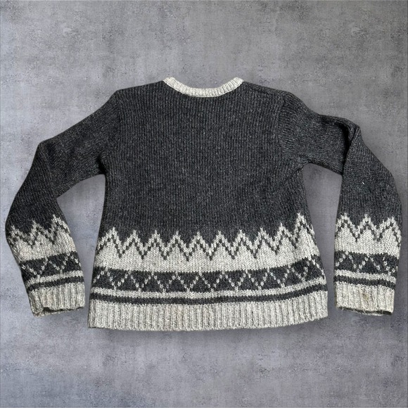 dELiA*s Fair Isle Sweater Womens L Gray White Wool Blend Nordic Knit Pullover - Picture 12 of 13